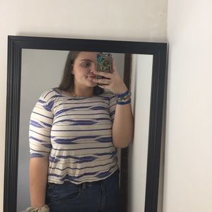 Blue and White Crop Top